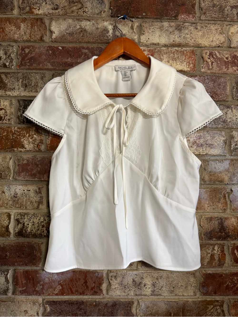 NWOT Rachel Zoe Cream Tie-Neck Peter Pan Collar Blouse